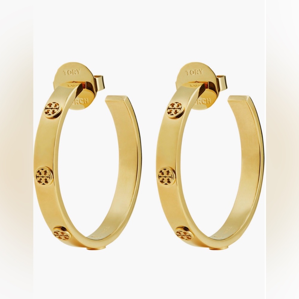 New never worn Tory Burch Icon Hoop Earrings